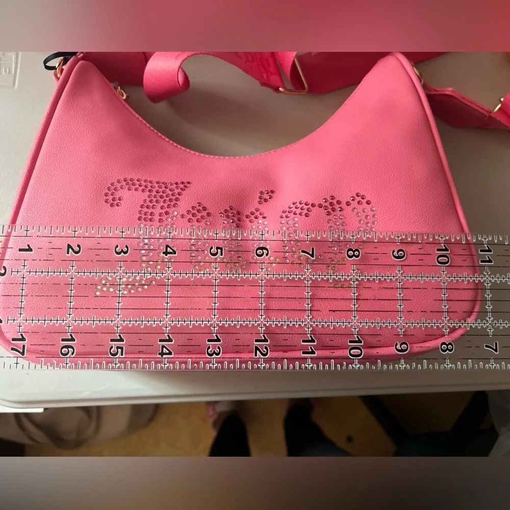 Juicy Couture NWT Pink Obsession Crescent Style Shoulder Bag with Rhinestones - Picture 10 of 10